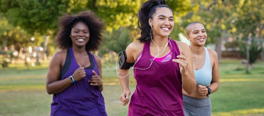 Girls exercising